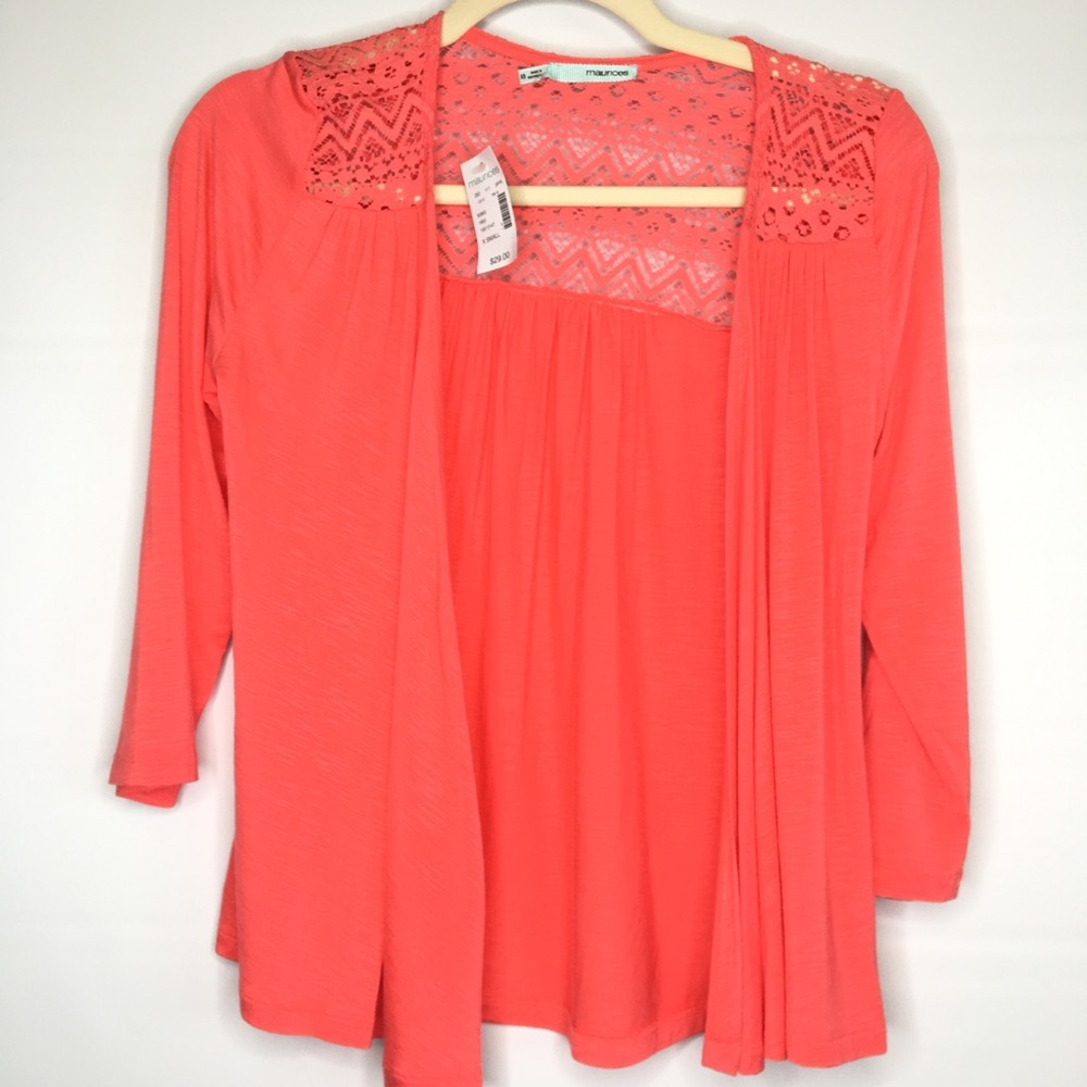 Maurice’s Lace Inset Drape Front Jacket XS NWT
